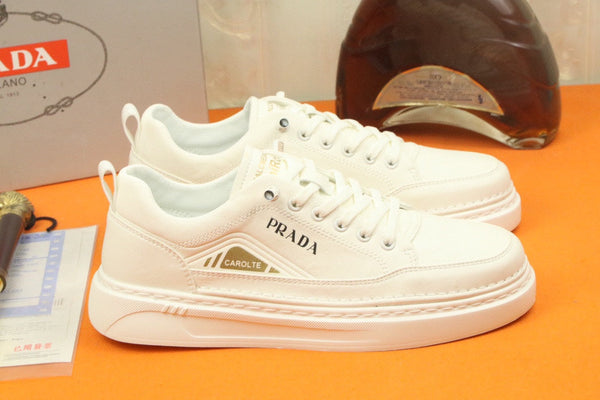 PRA SNEAKER IN WHITE CALFSKIN AND FABRIC