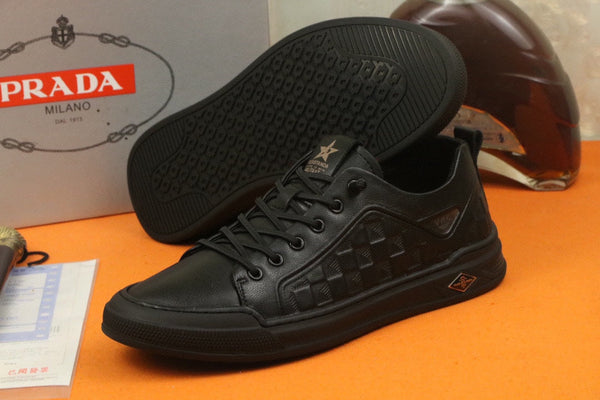 PRA SNEAKER IN BLACK EMBOSSED CALFSKIN