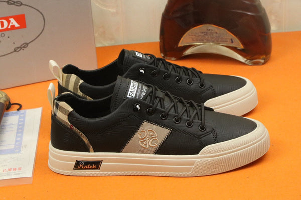 SCARPA DA STIVALETTO PRA IN PELLE DI VITELLO NERA E TESSUTO RICAMATO COLOR TAN