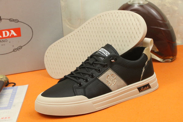 SCARPA DA STIVALETTO PRA IN PELLE DI VITELLO NERA E TESSUTO RICAMATO COLOR TAN