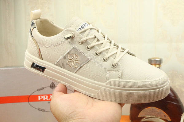 SCARPA DA STIVALETTO PRA IN PELLE DI VITELLO BEIGE CREMA E TESSUTO RICAMATO TAN