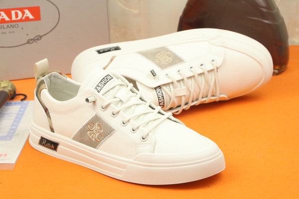 SCARPA DA STIVALETTO PRA IN VITELLO BIANCO E TESSUTO RICAMATO COLOR TAN