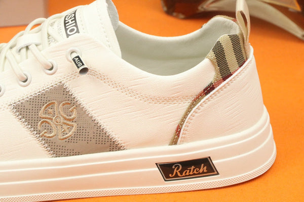 SCARPA DA STIVALETTO PRA IN VITELLO BIANCO E TESSUTO RICAMATO COLOR TAN