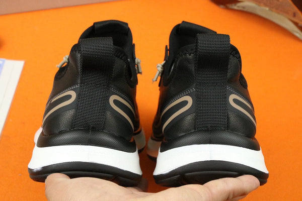 PRA SNEAKER IN BLACK MIX GOLD CALFSKIN AND BREATHABLE MESH