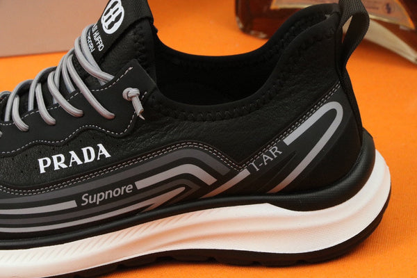 PRA SNEAKER IN BLACK MIX GREY CALFSKIN AND BREATHABLE MESH