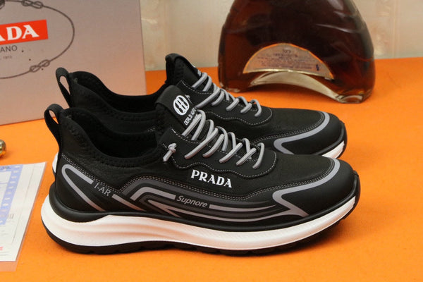 PRA SNEAKER IN BLACK MIX GREY CALFSKIN AND BREATHABLE MESH