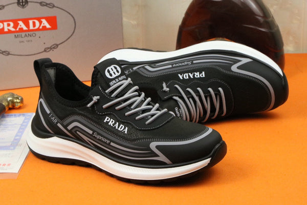 PRA SNEAKER IN BLACK MIX GREY CALFSKIN AND BREATHABLE MESH