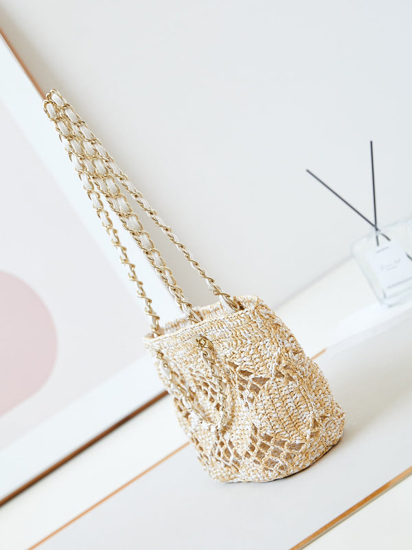 cc coco beach bag 32cm beige raffia white leather