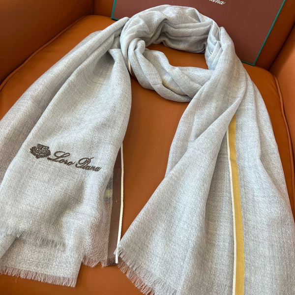 LP Quadrata Rainbow Scarf 210 CM In Grey Thin Silk Woven With Wool 428590