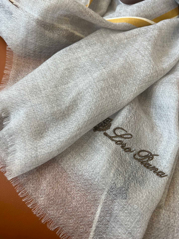 LP Quadrata Rainbow Scarf 210 CM In Grey Thin Silk Woven With Wool 428590