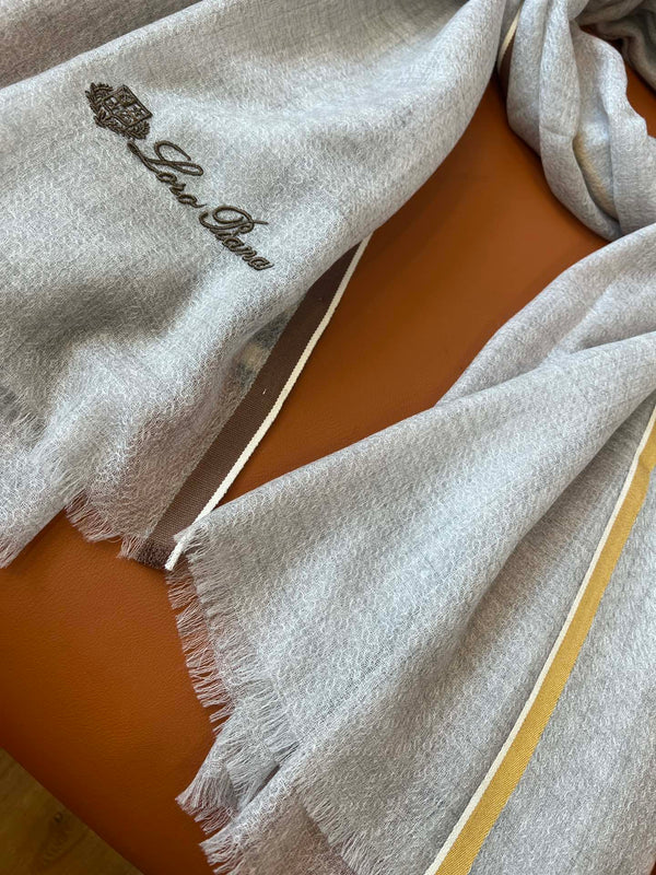 LP Quadrata Rainbow Scarf 210 CM In Grey Thin Silk Woven With Wool 428590