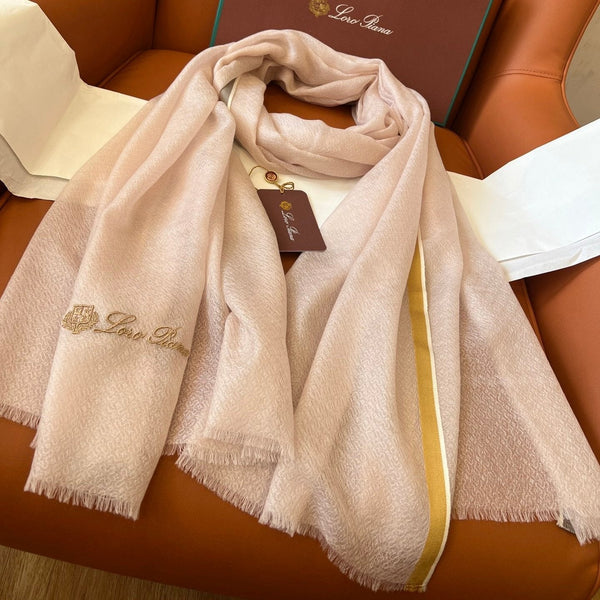 LP Quadrata Rainbow Scarf 210 CM In Light Pink Thin Silk Woven With Wool 428591