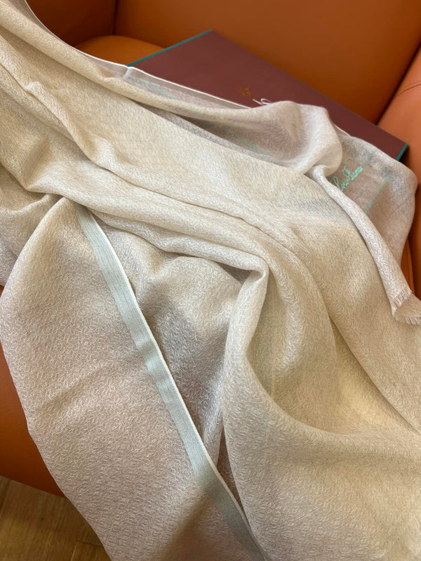 LP Quadrata Rainbow Scarf 210 CM In Beige Thin Silk Woven With Wool 428592