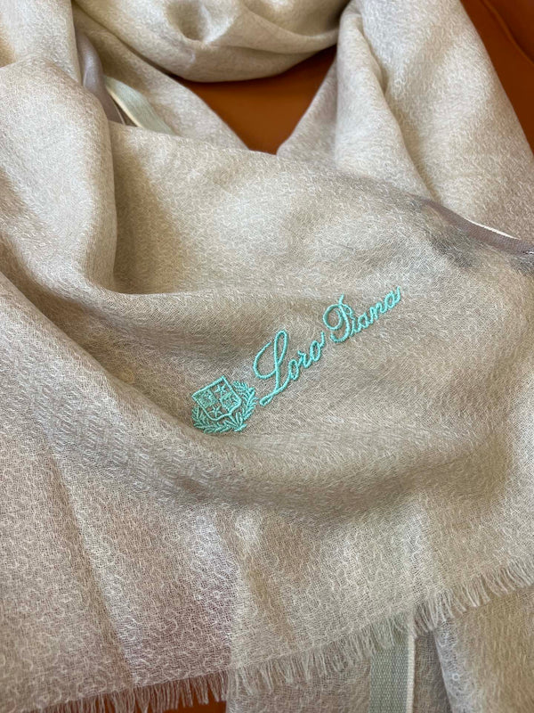 LP Quadrata Rainbow Scarf 210 CM In Beige Thin Silk Woven With Wool 428592