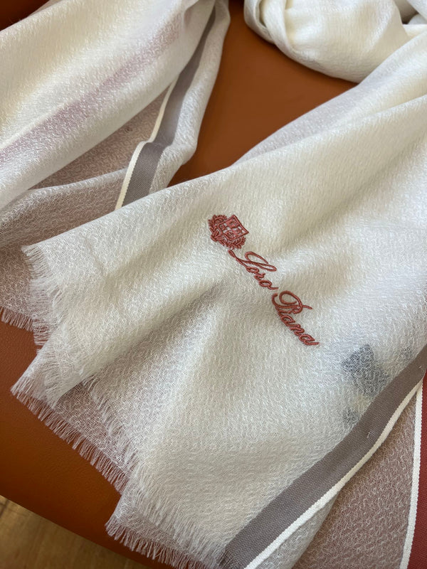 LP Quadrata Rainbow Scarf 210 CM In White Thin Silk Woven With Wool 428593