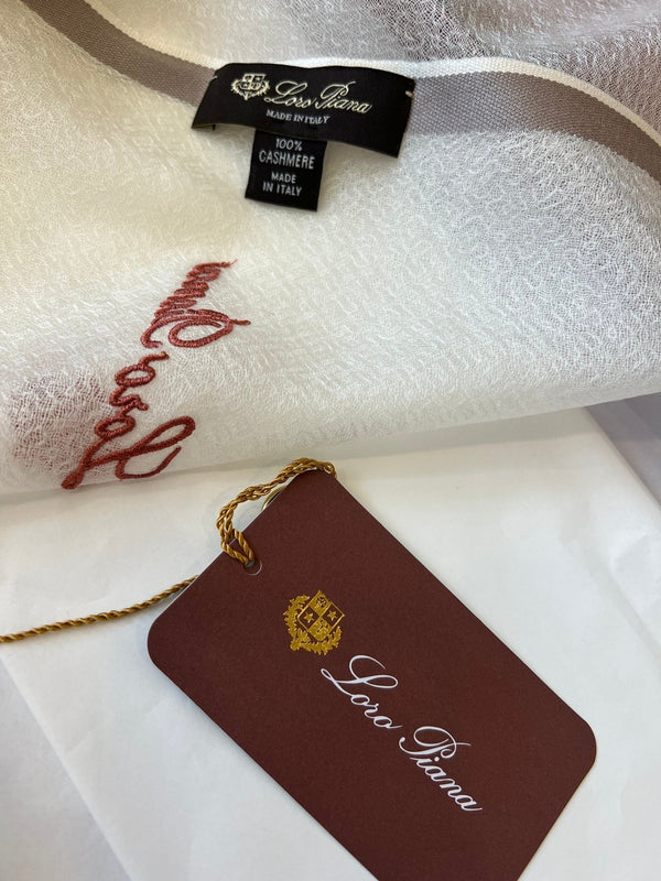 LP Quadrata Rainbow Scarf 210 CM In White Thin Silk Woven With Wool 428593