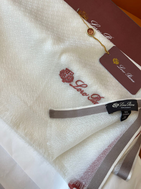 LP Quadrata Rainbow Scarf 210 CM In White Thin Silk Woven With Wool 428593