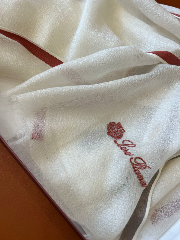 LP Quadrata Rainbow Scarf 210 CM In White Thin Silk Woven With Wool 428593