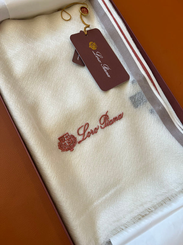 LP Quadrata Rainbow Scarf 210 CM In White Thin Silk Woven With Wool 428593