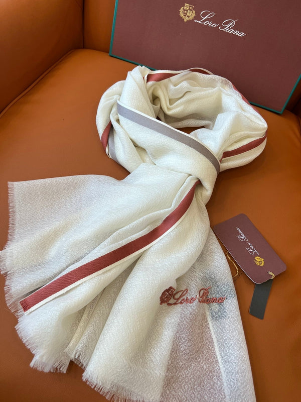 LP Quadrata Rainbow Scarf 210 CM In White Thin Silk Woven With Wool 428593