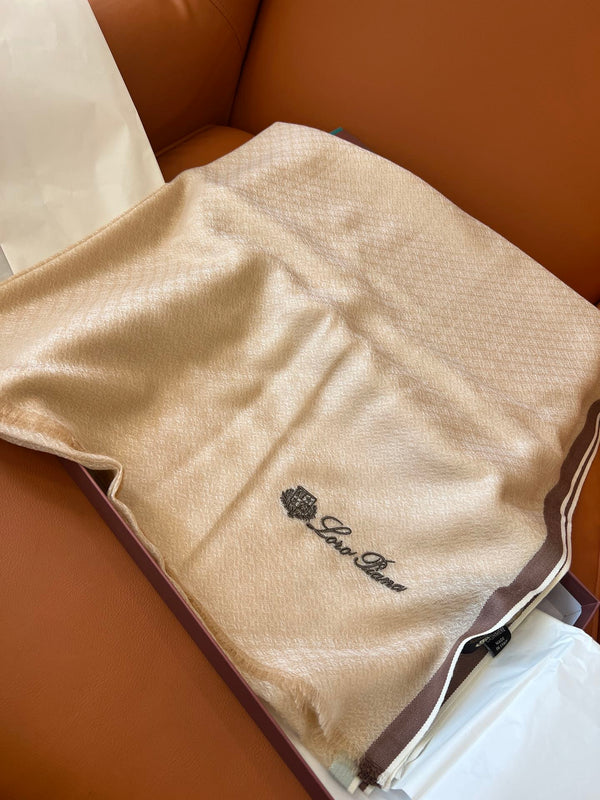 LP Quadrata Rainbow Scarf 210 CM In Camel Beige Thin Silk Woven With Wool 428594