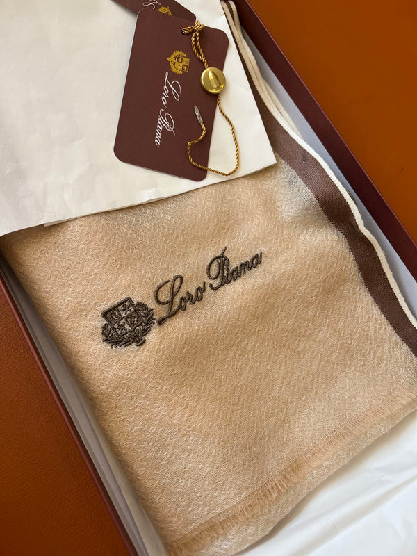 LP Quadrata Rainbow Scarf 210 CM In Camel Beige Thin Silk Woven With Wool 428594