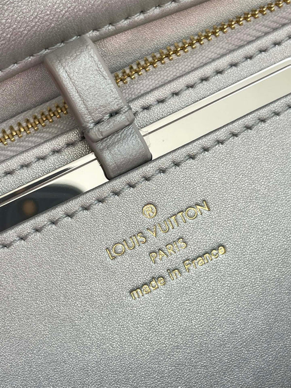 GO-14 MM 23 IN ECRUME GRIGIO PELLE DI AGNELLO TRAPUNTATA FERRAMENTA ORO