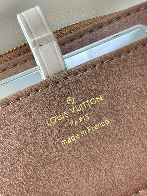 GO-14 MM 23 IN PELLE DI AGNELLO TRAPUNTATA MARRONE BIANCO CON FERRAMENTA ORO