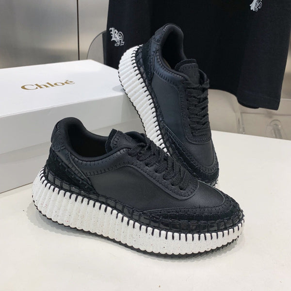 CHLOÉ NAMA SNEAKER 5 CM IN BLACK CALFSKIN