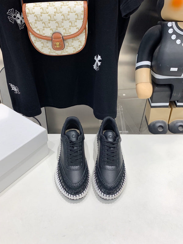CHLOÉ NAMA SNEAKER 5 CM IN BLACK CALFSKIN