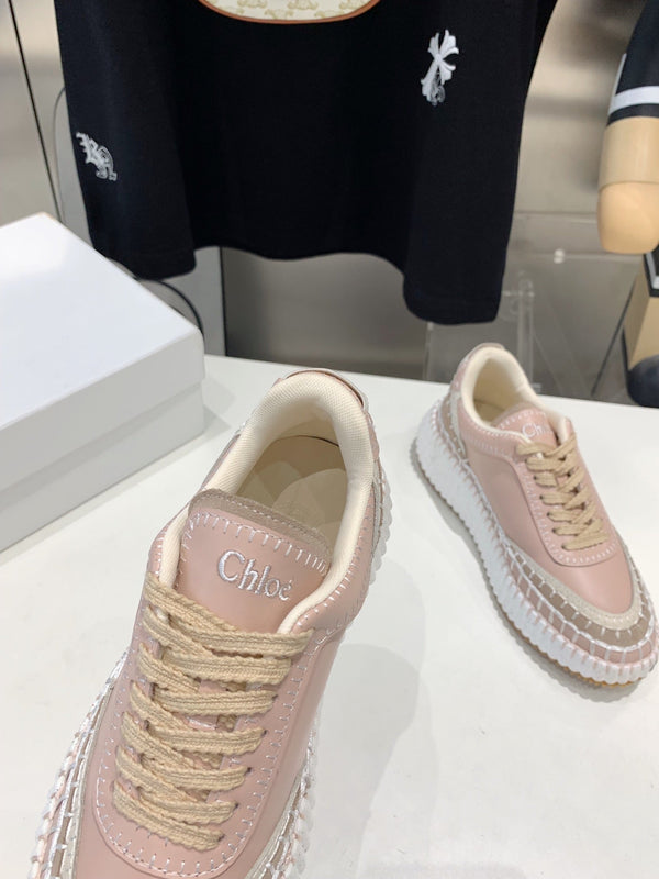 CHLOÉ NAMA SNEAKER 5 CM IN LIGHT PINK CALFSKIN