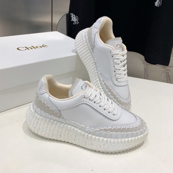 CHLOÉ NAMA SNEAKER 5 CM IN WHITE CALFSKIN