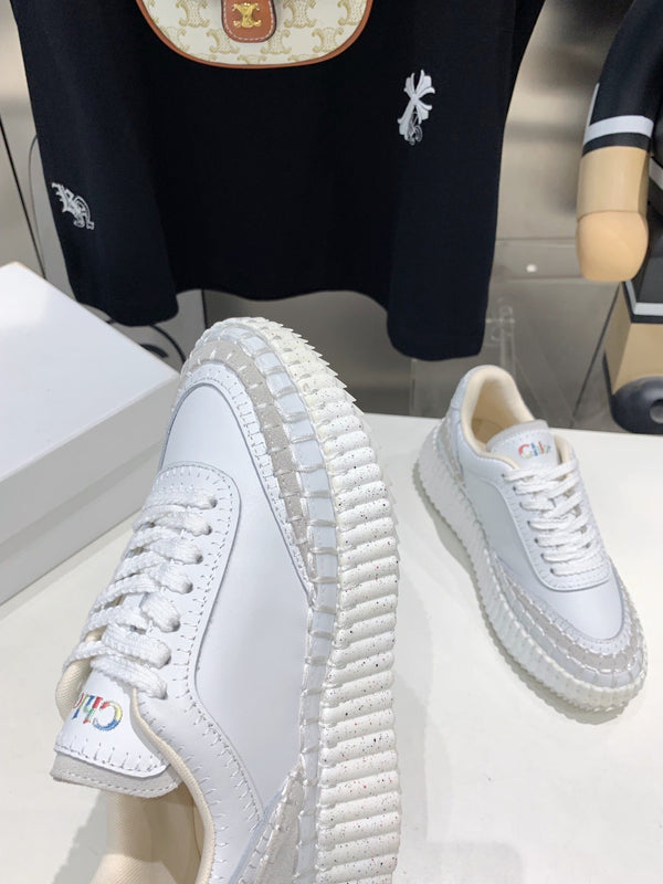 CHLOÉ NAMA SNEAKER 5 CM IN WHITE CALFSKIN