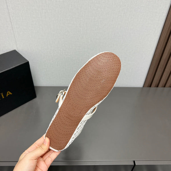 ALAIA SHORT BOOTS IN WHITE MESH FISHNET