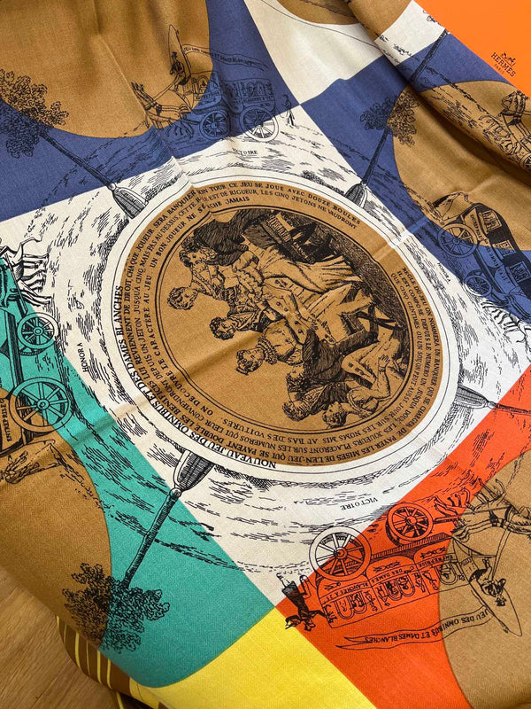 Square Scarf 140 CM In Brown Colorful Cashmere And Silk 327523