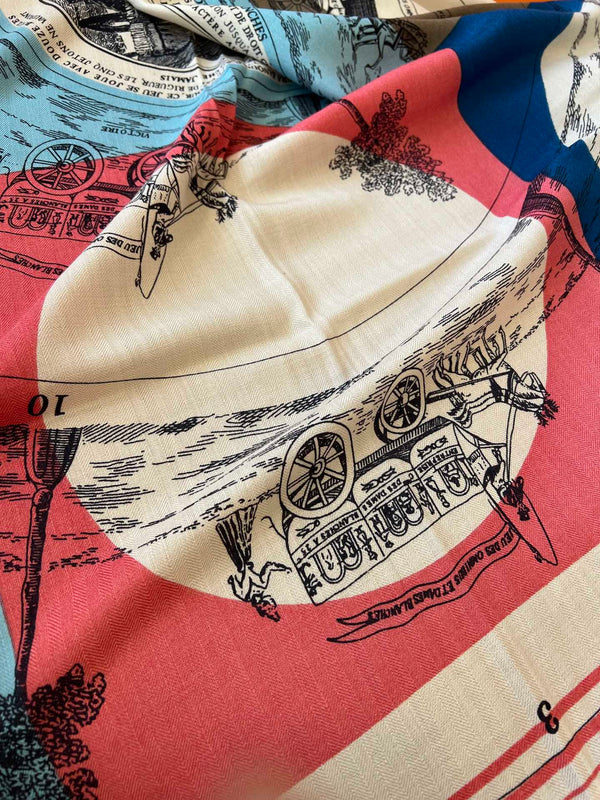 Square Scarf 140 CM In White Pink Colorful Cashmere And Silk 327520