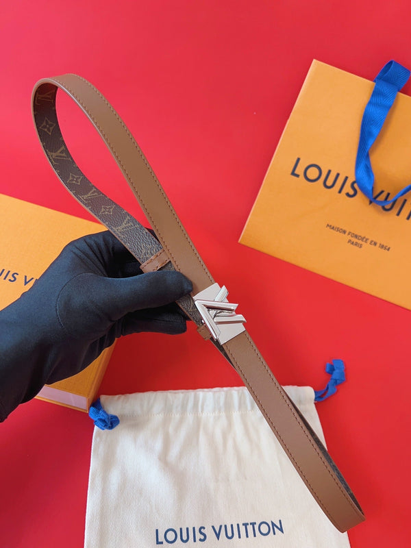 CINTURA LV GO-14 20MM IN PELLE DI VITELLO MARRONE BRONZO CON FERRAMENTA IN ARGENTO