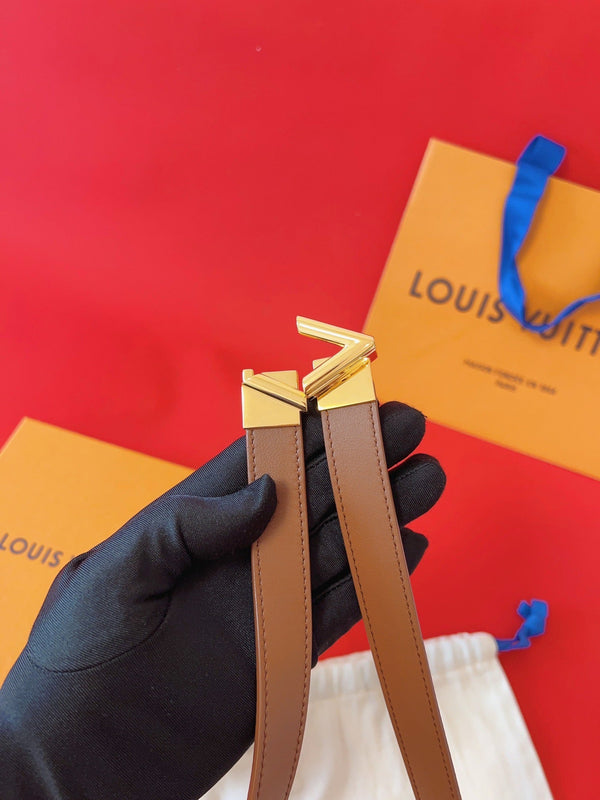 CINTURA LV GO-14 20MM IN PELLE DI VITELLO MARRONE BRONZO E FERRAMENTA ORO