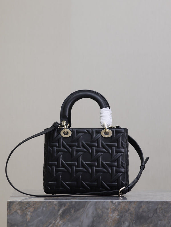 Lady Bag 20cm Black Graphic Lambskin