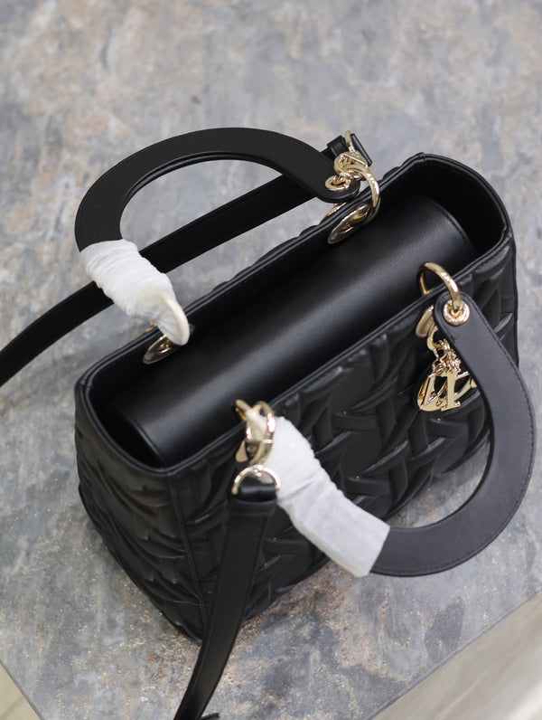 Lady Bag 20cm Black Graphic Lambskin