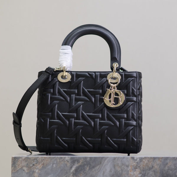 Lady Bag 20cm Black Graphic Lambskin