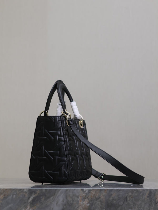 Lady Bag 20cm Black Graphic Lambskin