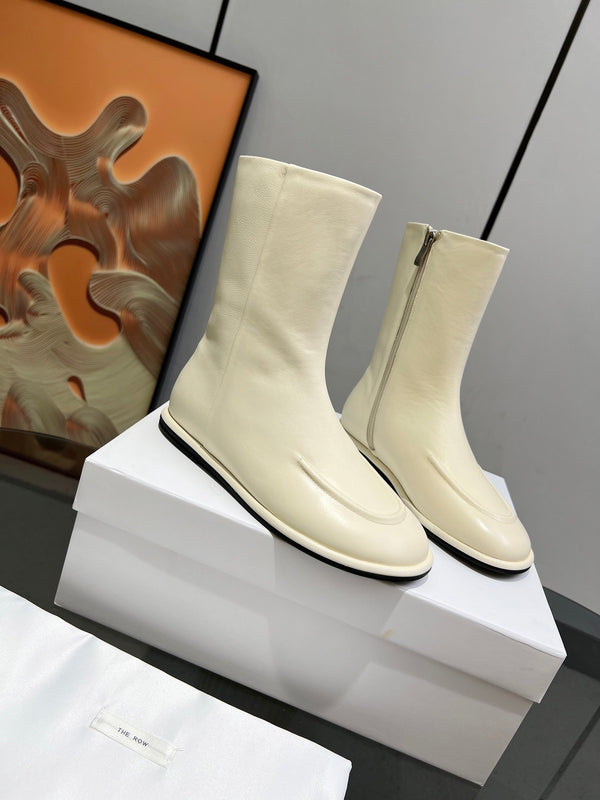 The Row Canal Boots Cream Cowhide 455038