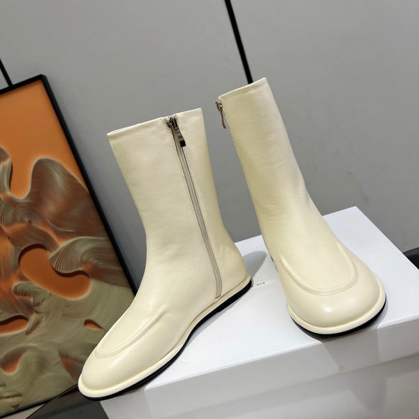 The Row Canal Boots Cream Cowhide 455038