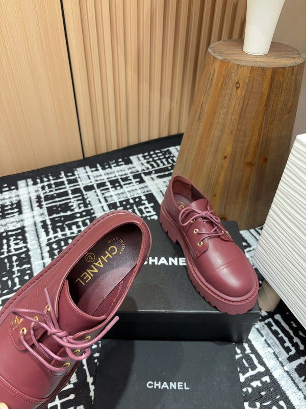CC OXFORD SHOES IN BURGUNDY RED CALFSKIN