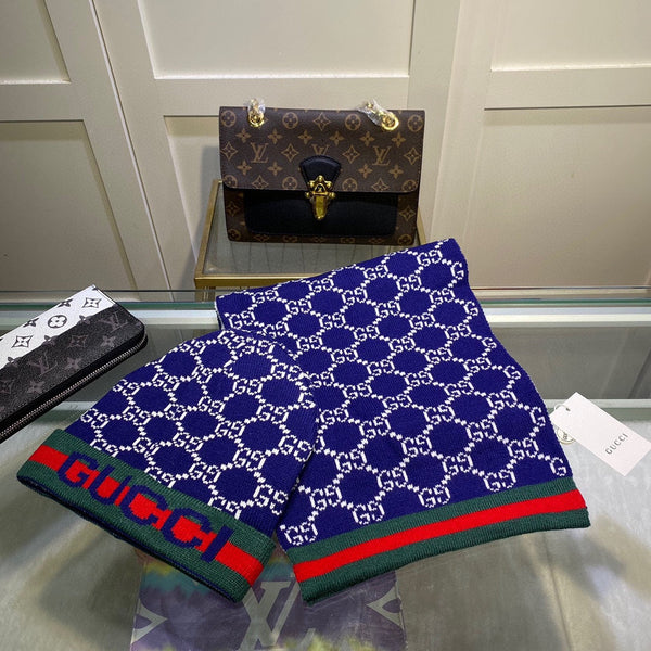 SET SCIARPA E CAPPELLO IN CASHMERE MONOGRAM BLU NAVY 349665