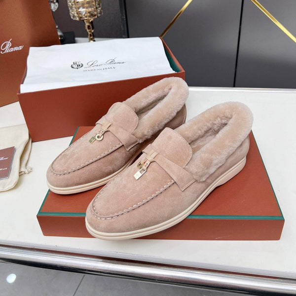 LP Summer Charm Walk Loafer Rose Beige Suede Lamb Fur