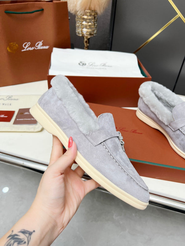 LP Summer Charm Walk Loafer Grey Suede Lamb Fur