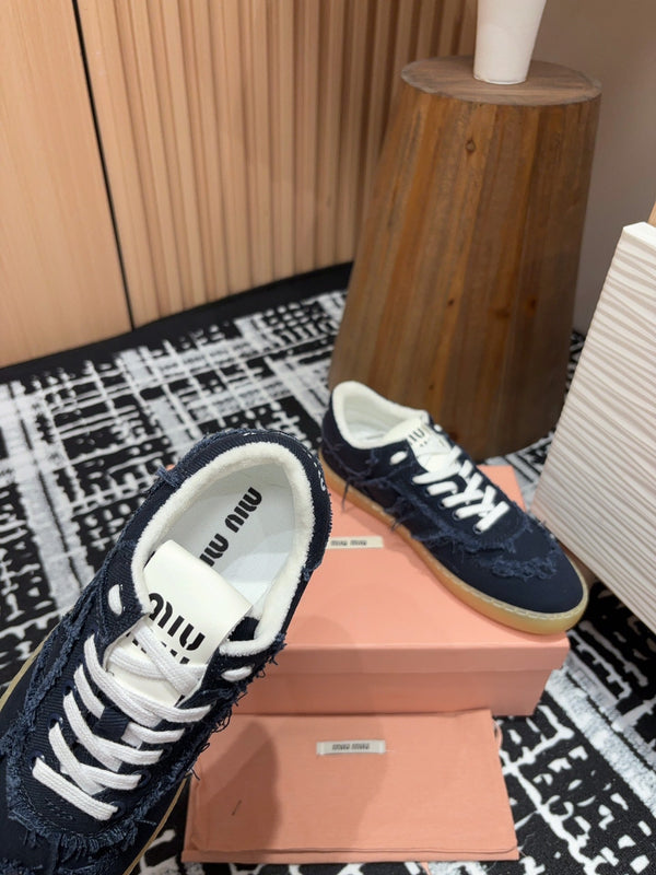 Sneakers Miu in tessuto blu nero