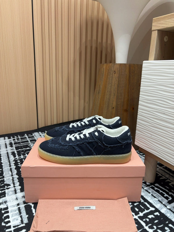 Sneakers Miu in tessuto blu nero